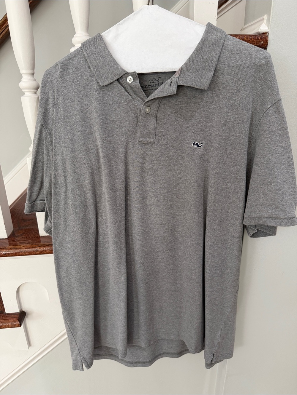 Vineyard Vines Men's Heather Gray Polo with Whale Logo